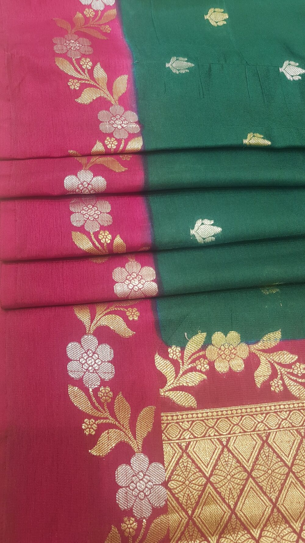 MOINI FABRICS - Banarasi Dupion Contrast Border Saree. - Image 3