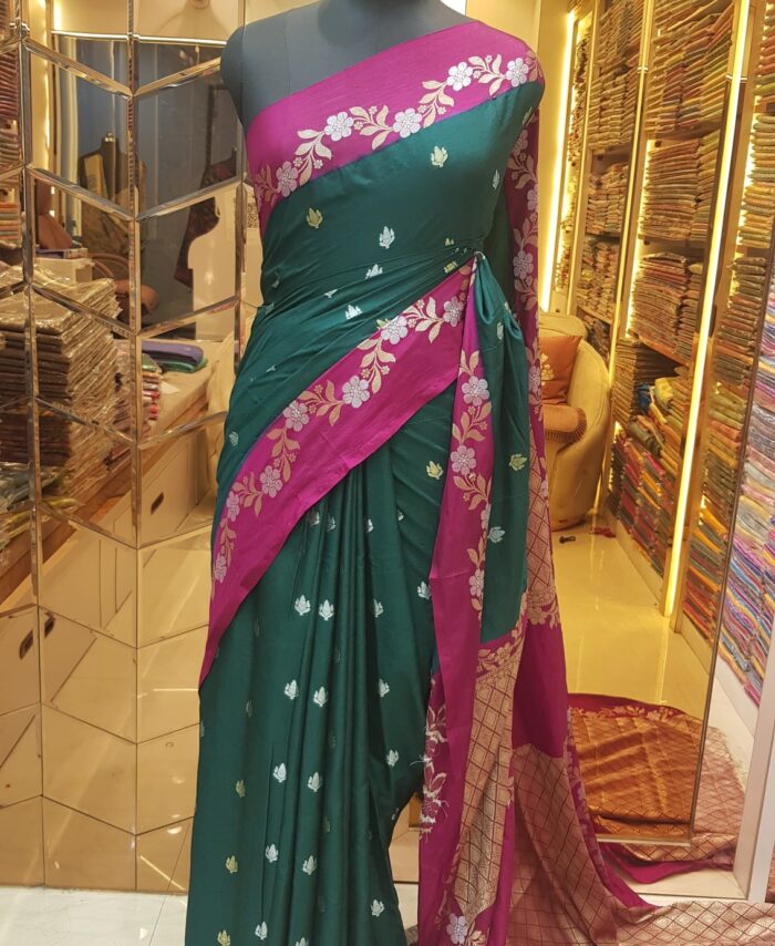 MOINI FABRICS - Banarasi Dupion Contrast Border Saree.