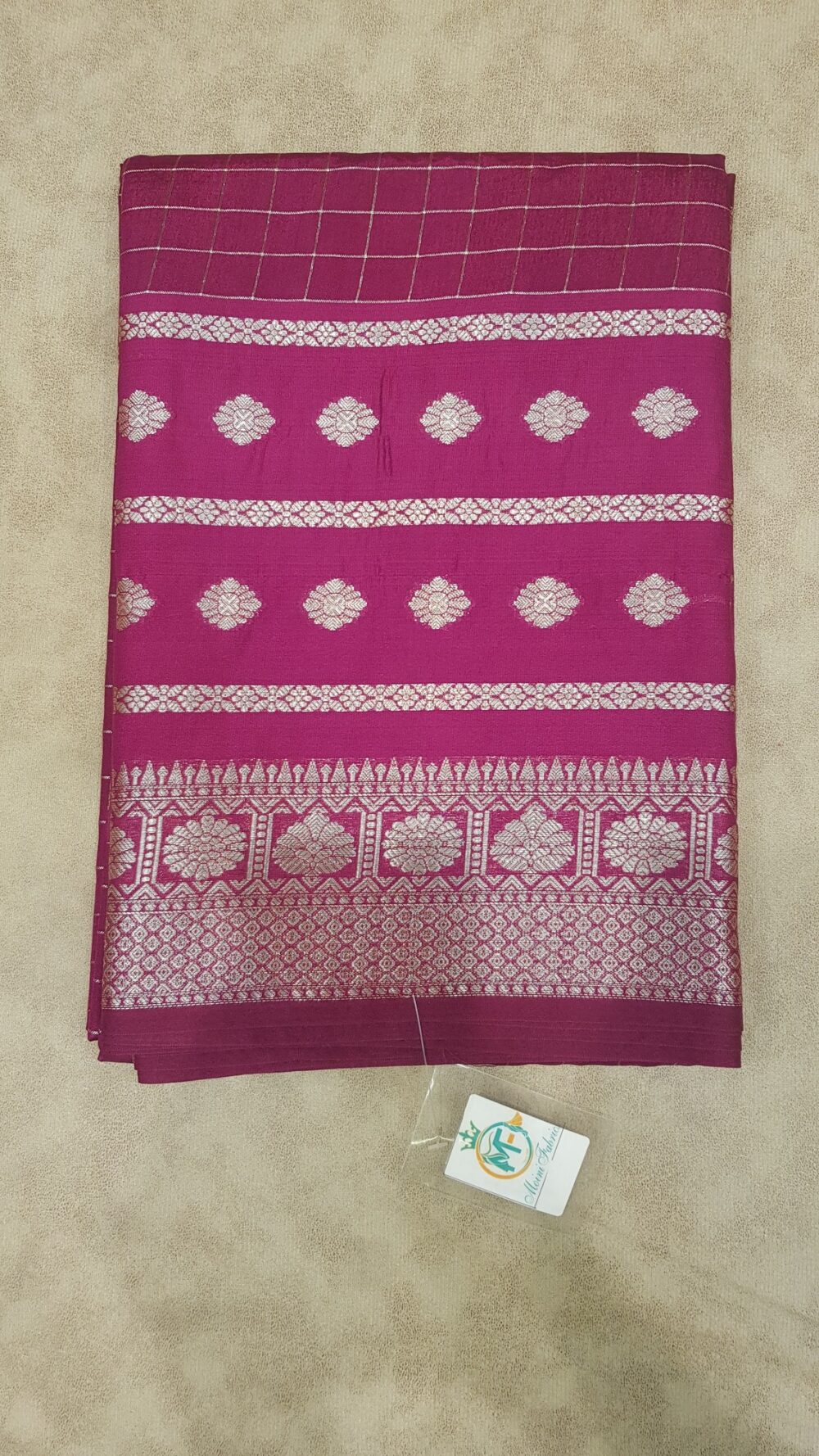 MOINI FABRICS - Banarasi Viscos Check Saree. - Image 5
