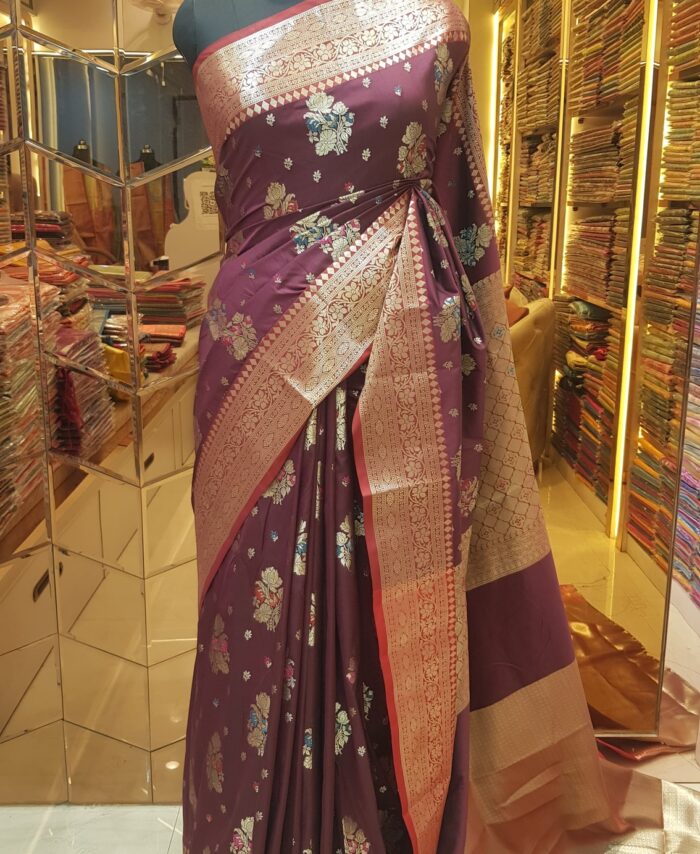 MOINI FABRICS - Banarasi Meena Katan Silk Saree.
