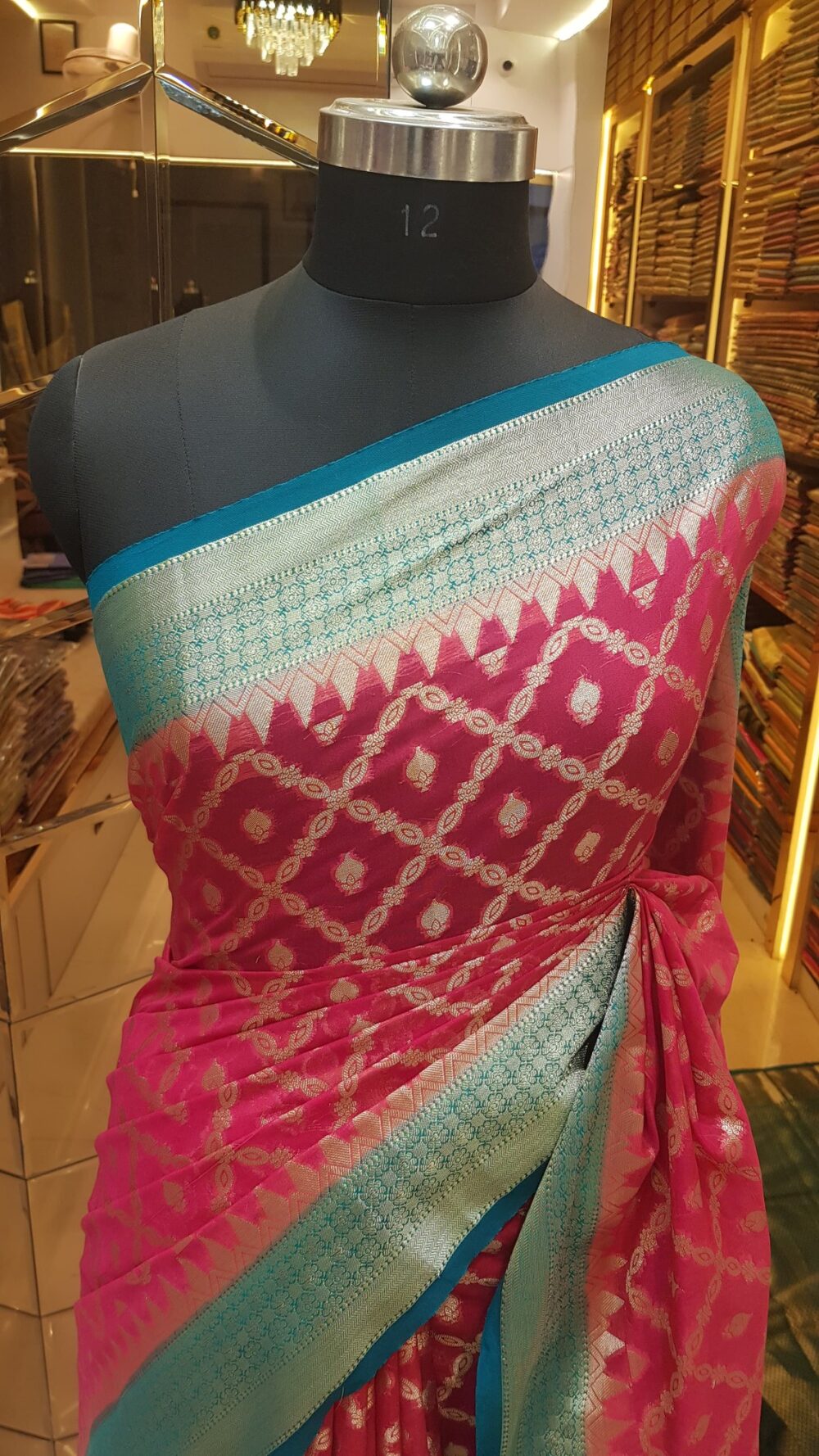 MOINI FABRICS - Banarasi Georgette Jaal Saree. - Image 2